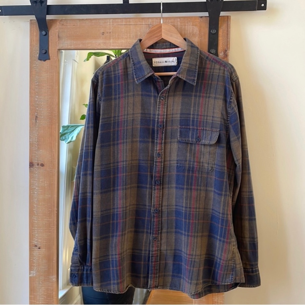 The Normal Brand Olive Green Plaid Button Up Shirt